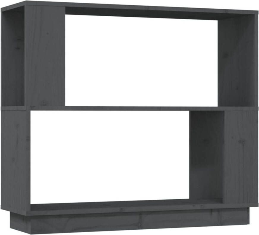 The Living Store Boekenkast Massief Grenenhout 80 x 25 x 70 cm Grijs