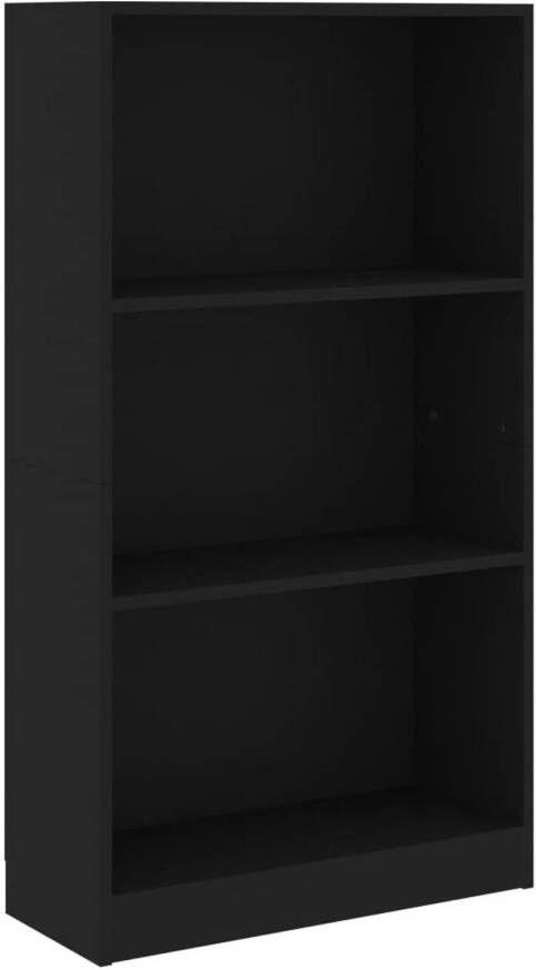 The Living Store Boekenkast met 3 schappen 60x24x109 cm bewerkt hout zwart Kast - Foto 1