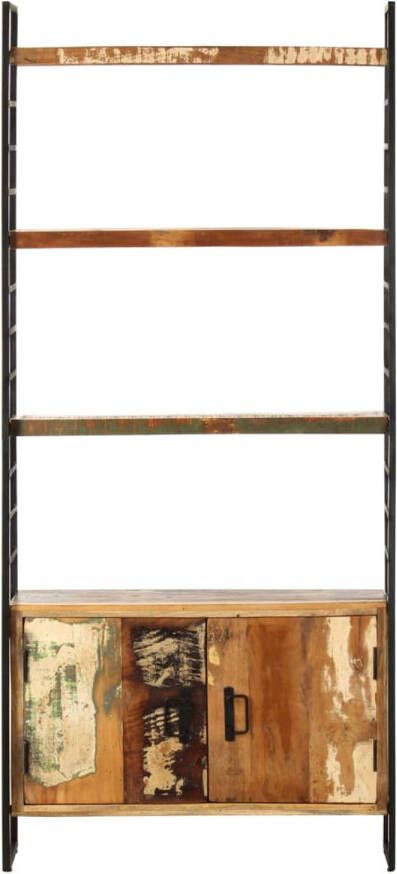 The Living Store Boekenkast met 4 schappen 80x30x180 cm massief gerecycled hout Kast