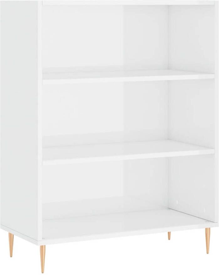 The Living Store Boekenkast 69-5x32-5x90 cm bewerkt hout hoogglans wit Kast