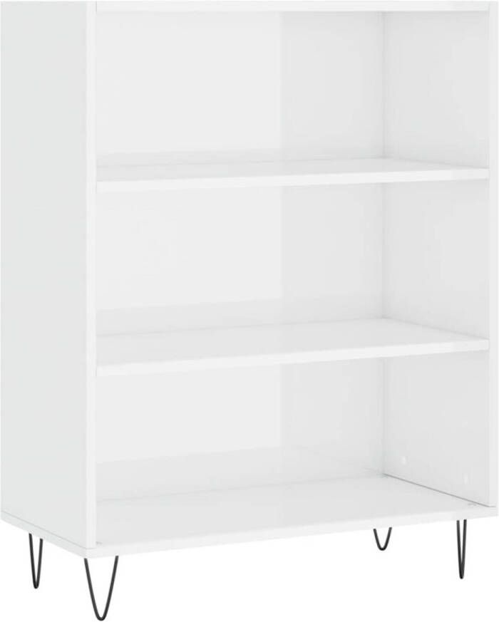 The Living Store Boekenkast Metaal en bewerkt hout 69.5 x 32.5 x 90 cm Hoogglans wit