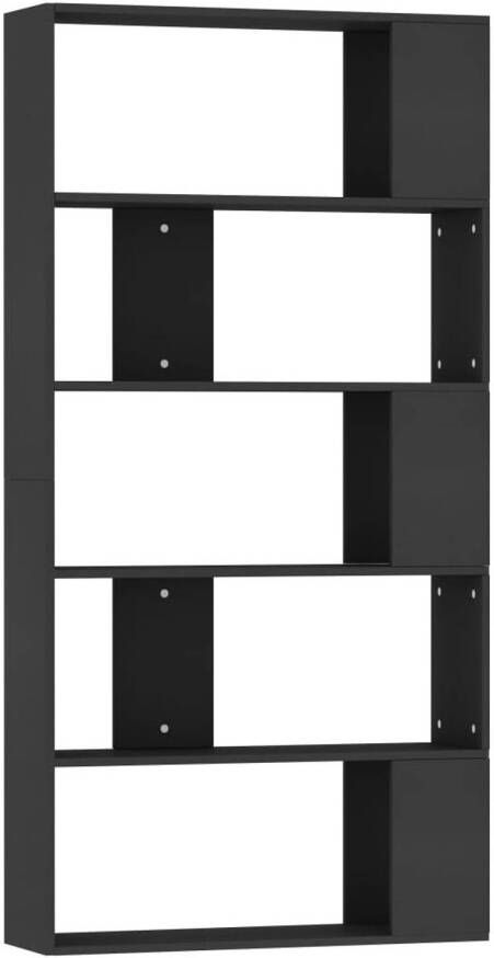 The Living Store Boekenkast kamerscherm 80x24x159 cm bewerkt hout zwart Kast