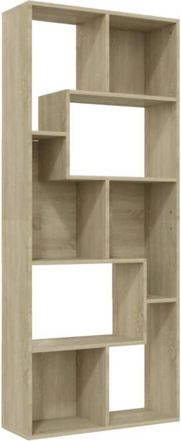 The Living Store Boekenkast 67x24x161 cm bewerkt hout sonoma eikenkleurig Boekenkast Houten Boekenkast Salontafel Tv Tafel Bruine Boekenkast