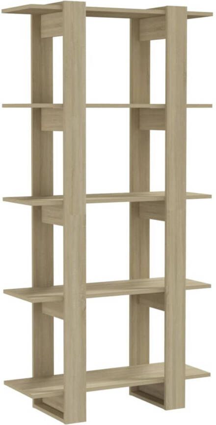 The Living Store Boekenkast Sonoma Eiken 80 x 30 x 160 cm Gemaakt van Spaanplaat