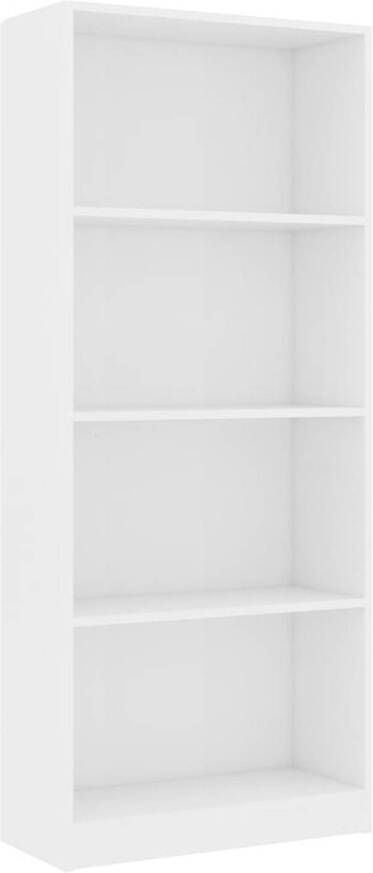 The Living Store Boekenkast met 4 schappen 60x24x142 cm bewerkt hout wit Kast