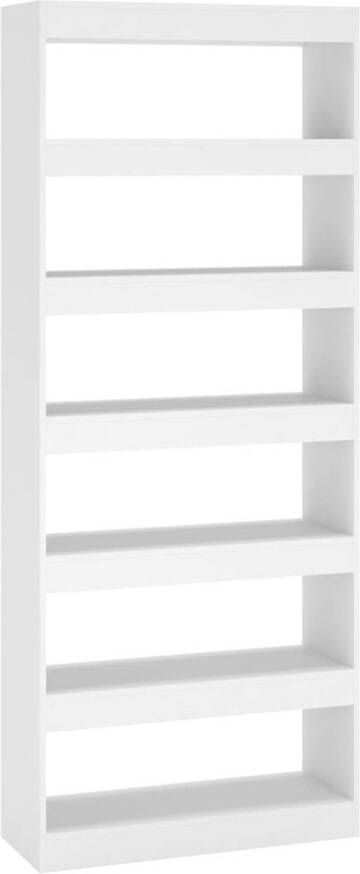 The Living Store Boekenkast Wit 80 x 30 x 198 cm Houten Halkast Roomdivider Boekenkast Boekenplank Kamerdivider Houtsoort Wit Meubilair