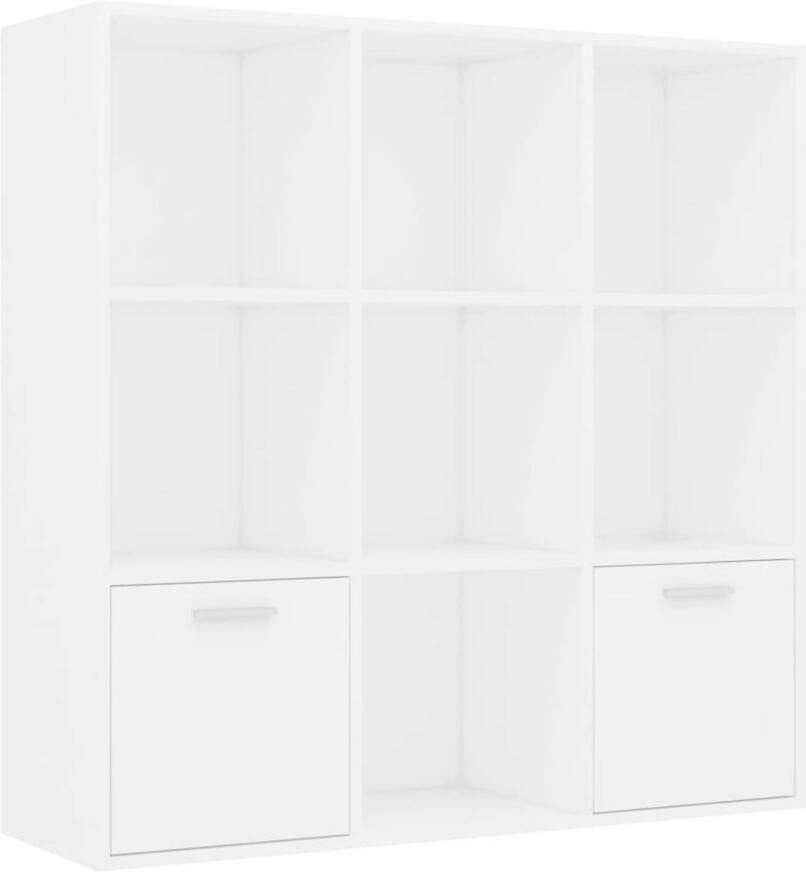 The Living Store boekenkast wit spaanplaat 98 x 30 x 98 cm met 7 open kubussen en 2 deuren
