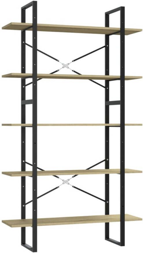 The Living Store Boekenkast X Boekenkasten 100 x 30 x 105 cm Sonoma Eiken Bewerkt Hout Metaal