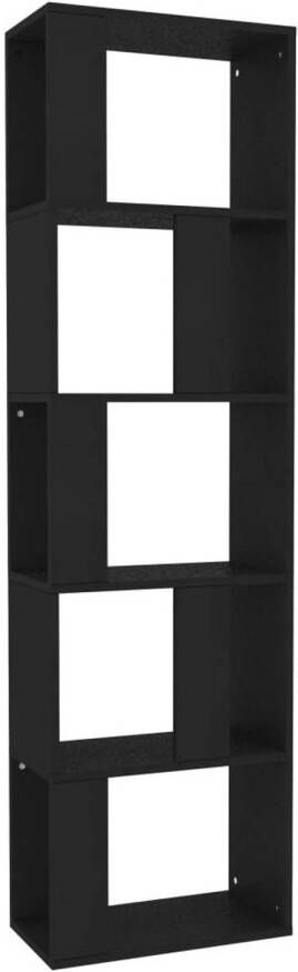 The Living Store Boekenkast kamerscherm 45x24x159 cm bewerkt hout zwart Boekenkast Houten Boekenkast Zwarte Boekenkast Boekenplank Opslagoplossing