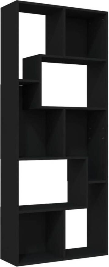The Living Store Boekenkast Zwart 67 x 24 x 161 cm Hoogwaardig spaanplaat Montagematerialen inbegrepen