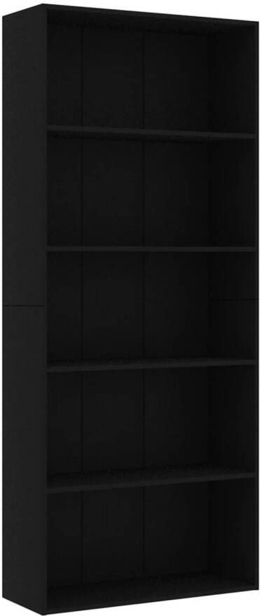 The Living Store Boekenkast Zwart 80 x 30 x 189 cm Spaanplaat