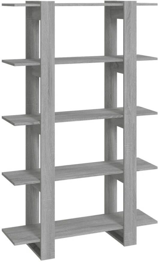 The Living Store Boekenkasten Grijs Sonoma Eiken 100 x 30 x 160 cm Montage vereist Boekenkast Houten Boekenkast Grijze Boekenkast Boekenplank Kamerdivider