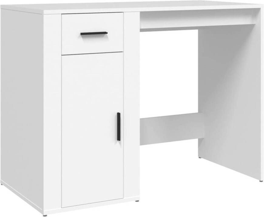 The Living Store Bureau 100 x 49 x 75 cm Wit bewerkt hout