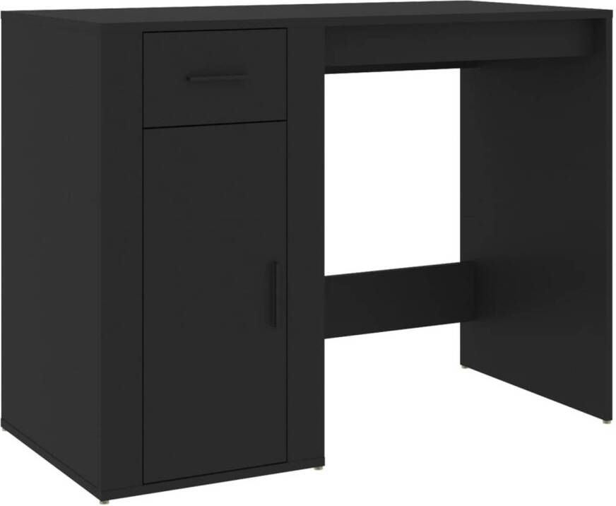 The Living Store Bureau 100x49x75 cm bewerkt hout zwart Bureau - Foto 1