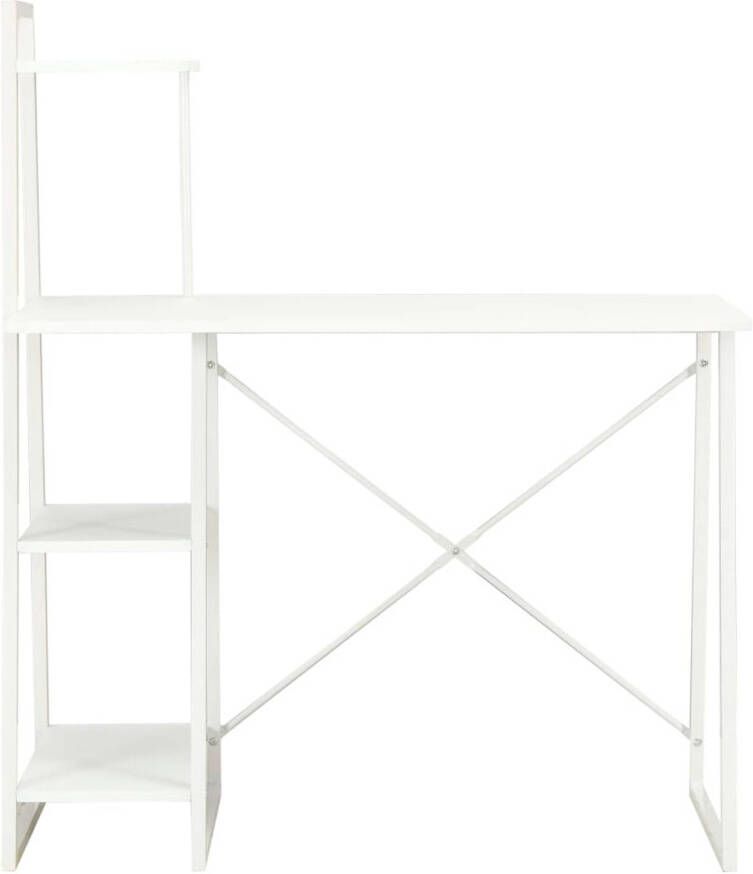 The Living Store Bureau Boekenkast 102 x 50 x 117 cm Ruime planken Wit PVC-coating Gepoedercoat staal - Foto 1