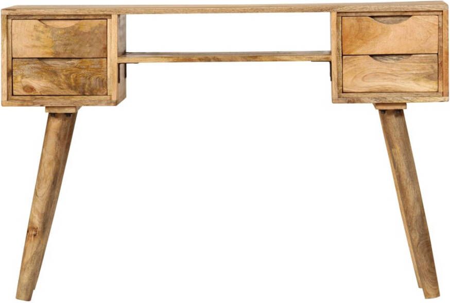 The Living Store Bureau Hout Massief mangohout 115 x 47 x 76 cm 4 laden en plank