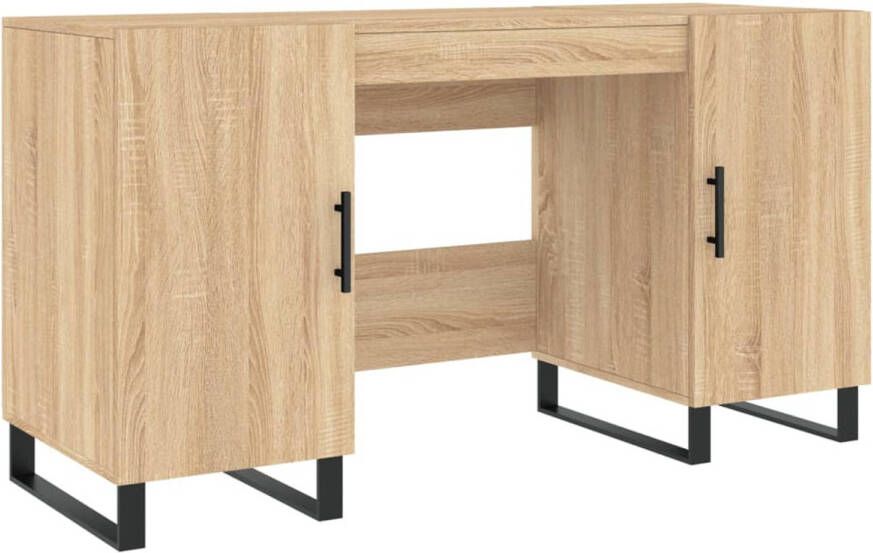 The Living Store Bureau Opbergkast 140 x 50 x 75 cm Sonoma Eiken IJzer Industriële Stijl