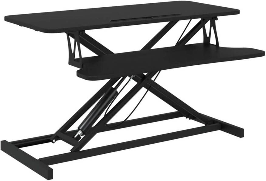 The Living Store Bureau verstelbaar 90x40x(13-41 5) cm staal en bewerkt hout Verstelbaar Bureau Ergonomisch Bureau Kantoorbureau Computerbureau Home Office