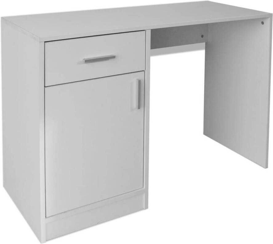 The Living Store Bureau White 100x40x73cm High-Quality Wood MDF 1 Drawer 1 Cabinet Aluminum Handles - Foto 1