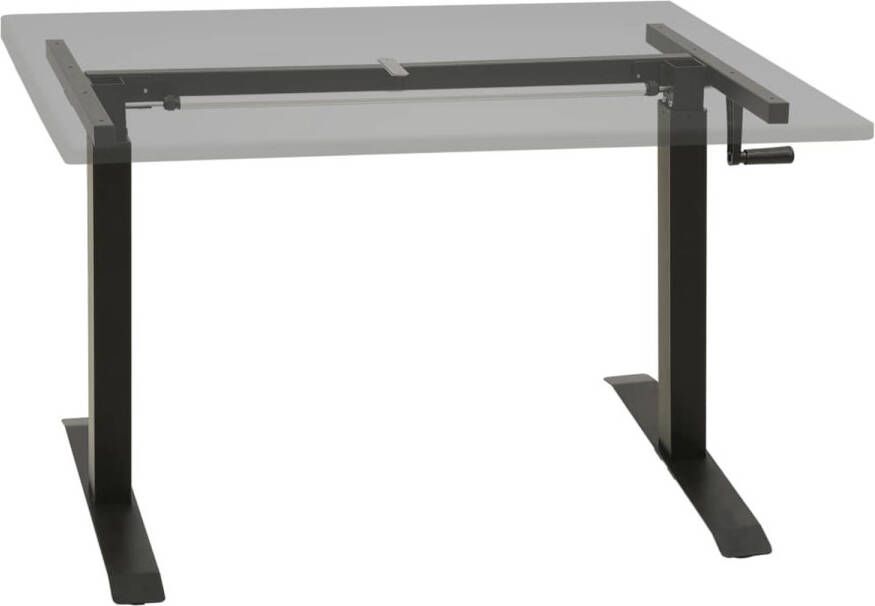 The Living Store Zit-stabureauframe met slinger handmatig zwart Handmatig Verstelbaar Bureau Zit-sta Bureau Ergonomische Bureaus Bureauframe Kantoor Meubilair