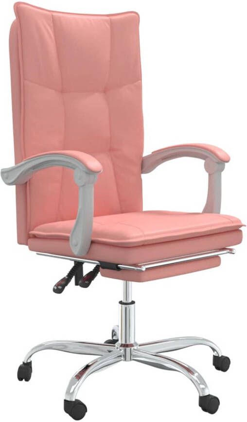 The Living Store Bureaustoel verstelbaar kunstleer roze 63x56x122.5cm 360 graden draaibaar