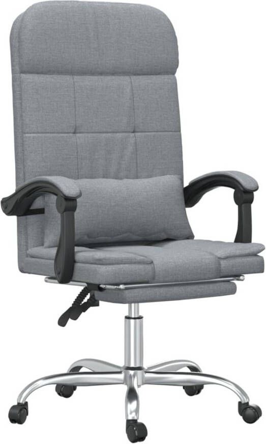 The Living Store Kantoorstoel massage verstelbaar stof lichtgrijs Bureaustoel