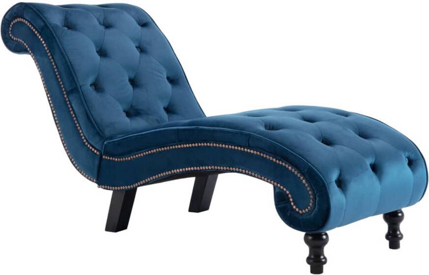 The Living Store Chaise Longue 145 x 52 x 77 cm Blauw Fluweel Comfort Elegantie