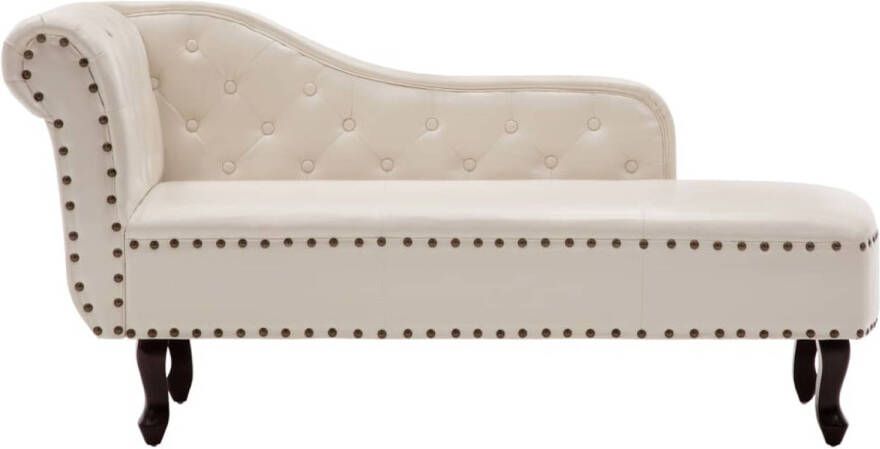 The Living Store Chaise Longue Chesterfield Kunstleer 168x58x77 cm Crèmewit - Foto 1