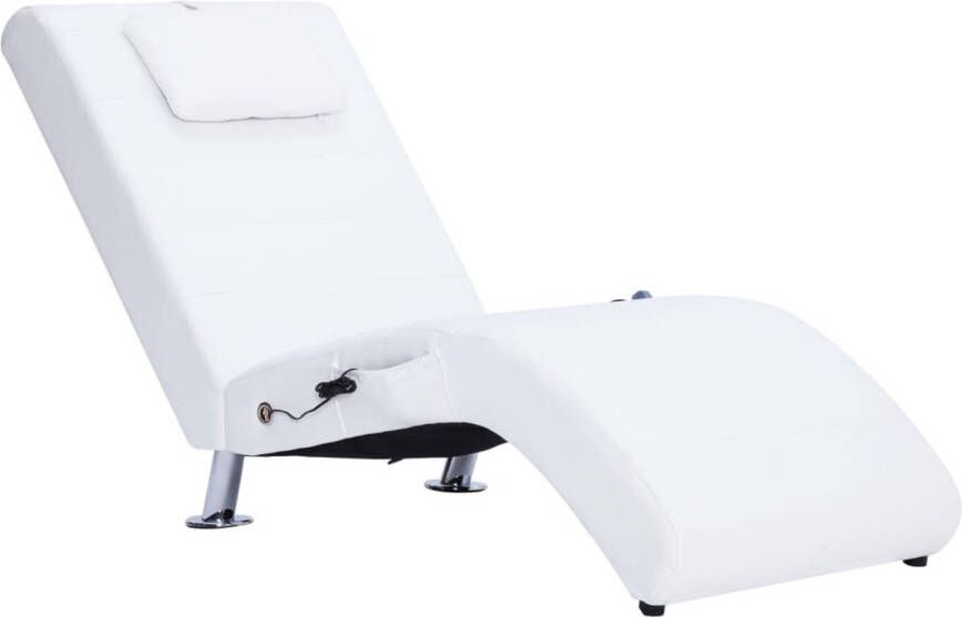 The Living Store Chaise Longue Comfortabele Massage Verwarming 144 x 59 x 79 cm Wit
