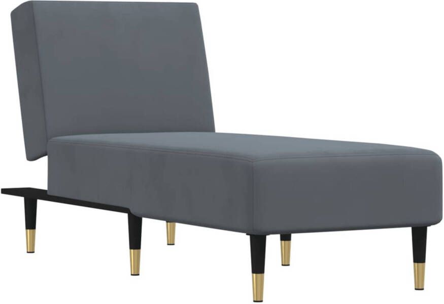 The Living Store Chaise Longue donkergrijs fluweel verstelbaar comfortabel ligstoel stevig frame