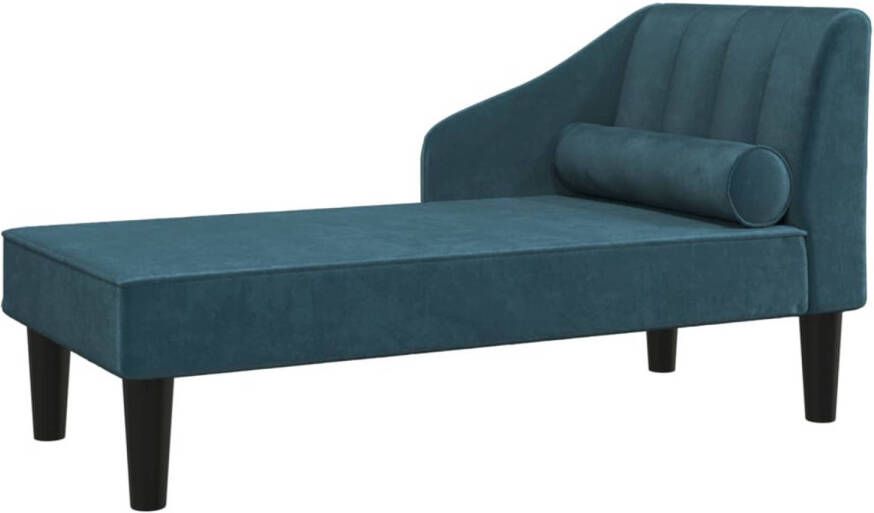 The Living Store Chaise Longue Fluweel Blauw 120 x 57 x 63 cm Comfortabele zitting