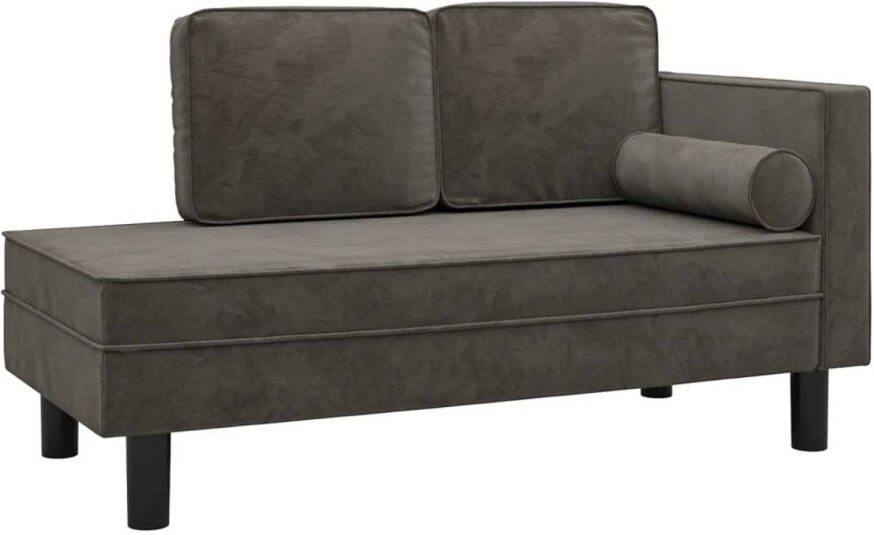 The Living Store Chaise Longue Fluweel Donkergrijs 118 x 55 x 57 cm Comfortabele zitting - Foto 1