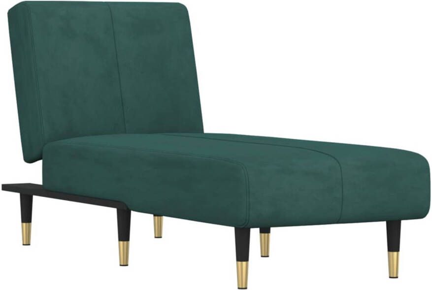 The Living Store Chaise Longue Fluweel Groen 55x140x70 cm Verstelbaar
