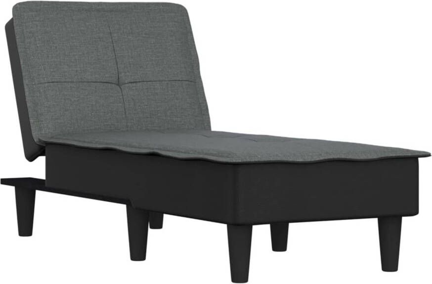 The Living Store Chaise longue verstelbaar donkergrijs 55x140x70 cm ademende stof en multiplex frame