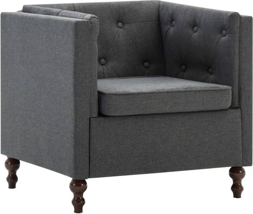 The Living Store Chesterfield Fauteuil Donkergrijs 72 x 68 x 70 cm Houten Frame Polyester - Foto 1