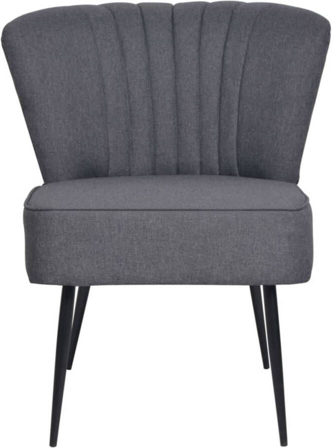 The Living Store Cocktailstoel Retro Donkergrijs 64 x 73 x 81 cm Schuimvulling Retro Fauteuil Lounge Stoel Velours Stoel Donkere Grijze Stoel Eetkamerstoel