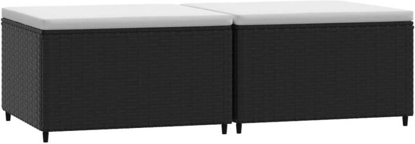 The Living Store Cubic Voetensteunen Set van 2 Zwart 55x55x31 cm Weerbestendig Voetenbank Tuinset Lounge Set Tuinstoel Outdoor Furniture