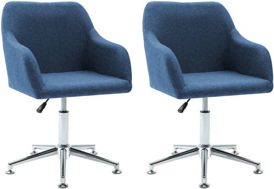 The Living Store Draaibare Eetkamerstoel Blauw 55 x 53 x (78 92) cm Max 110 kg draagvermogen Set van 2 stoelen