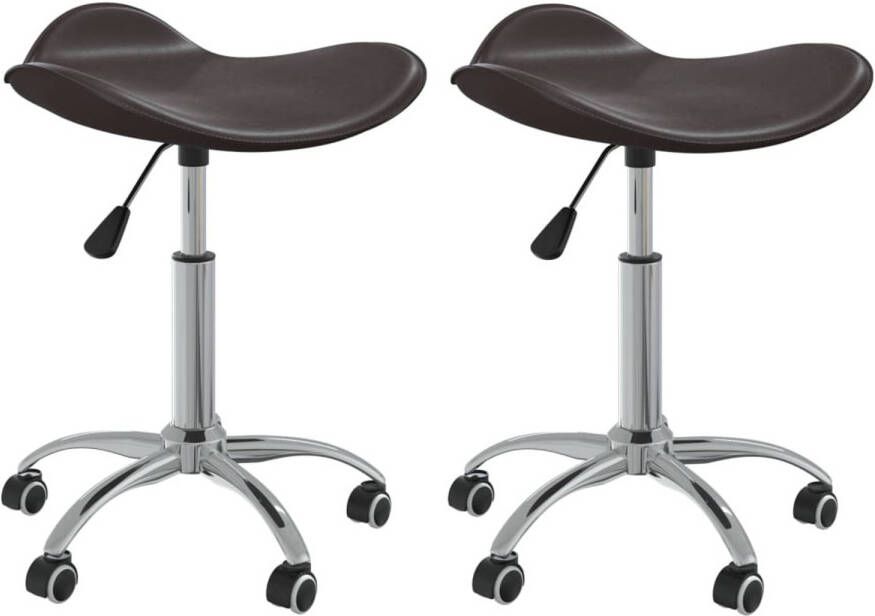 The Living Store Draaibare eetkamerstoelen bruin kunstleer 44 x 44 x (46-57) cm gasveermechanisme