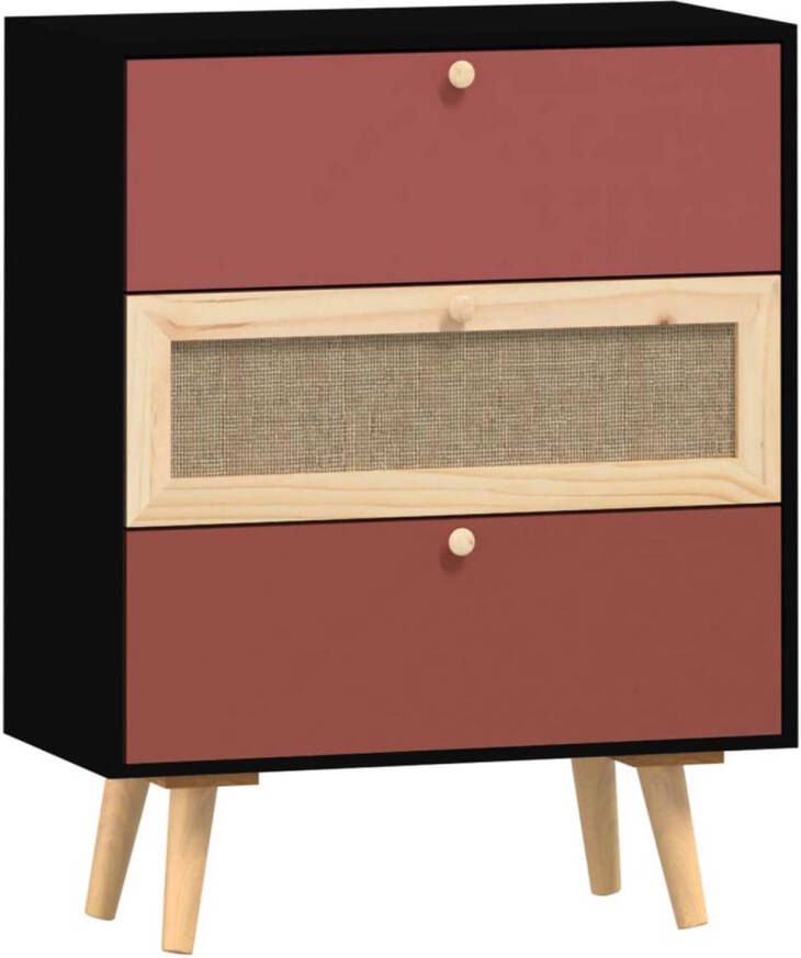 The Living Store Dressoir Classic bijzetkast 60 x 30 x 75 cm bewerkt hout meubel met 3 lades