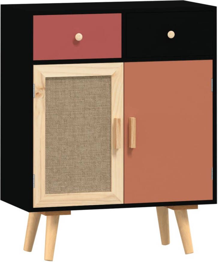 The Living Store Dressoir Classic Bijzetkast 60x30x75.5 cm Zwart Rood Oranje