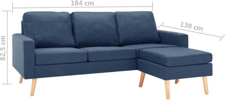The Living Store Driezitsbank blauw stof 184 x 76 x 82.5 cm comfortabel - Foto 1
