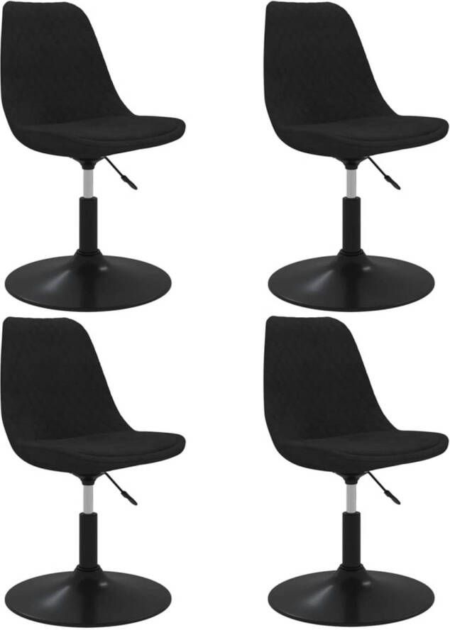 The Living Store Eetkamerstoel Zacht fluweel Hoge flexibiliteit Stabiel en stevig frame Zwart 49x42x(81-93)cm