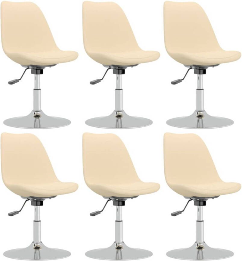 The Living Store Eetkamerstoelen Crème 49 x 45 x (81-93) cm Verchroomd metaal