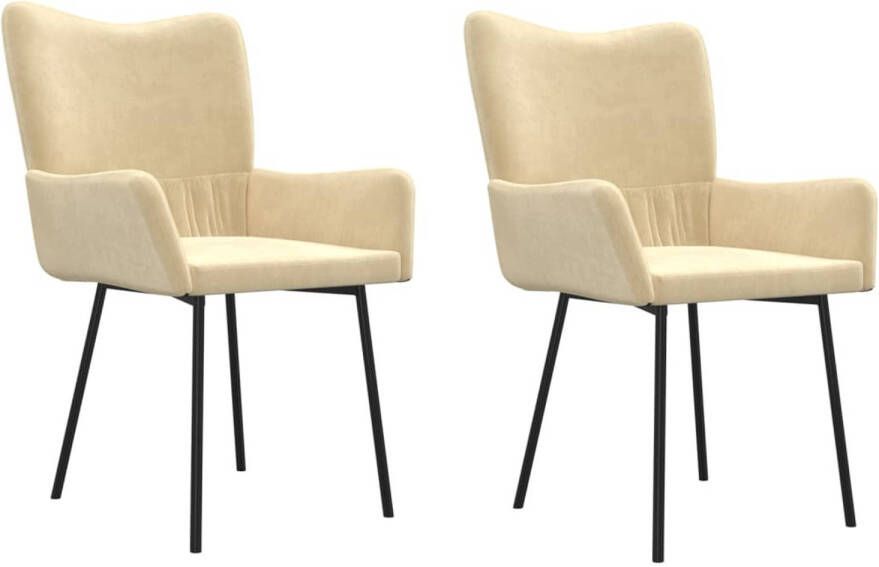 The Living Store Eetkamerstoelen Fluweel Crème 55 x 57 x 81.5 cm Ergonomisch Eetkamerstoelen Stoelen Fluweel Meubilair Luxe Stoelen Creme Kleur