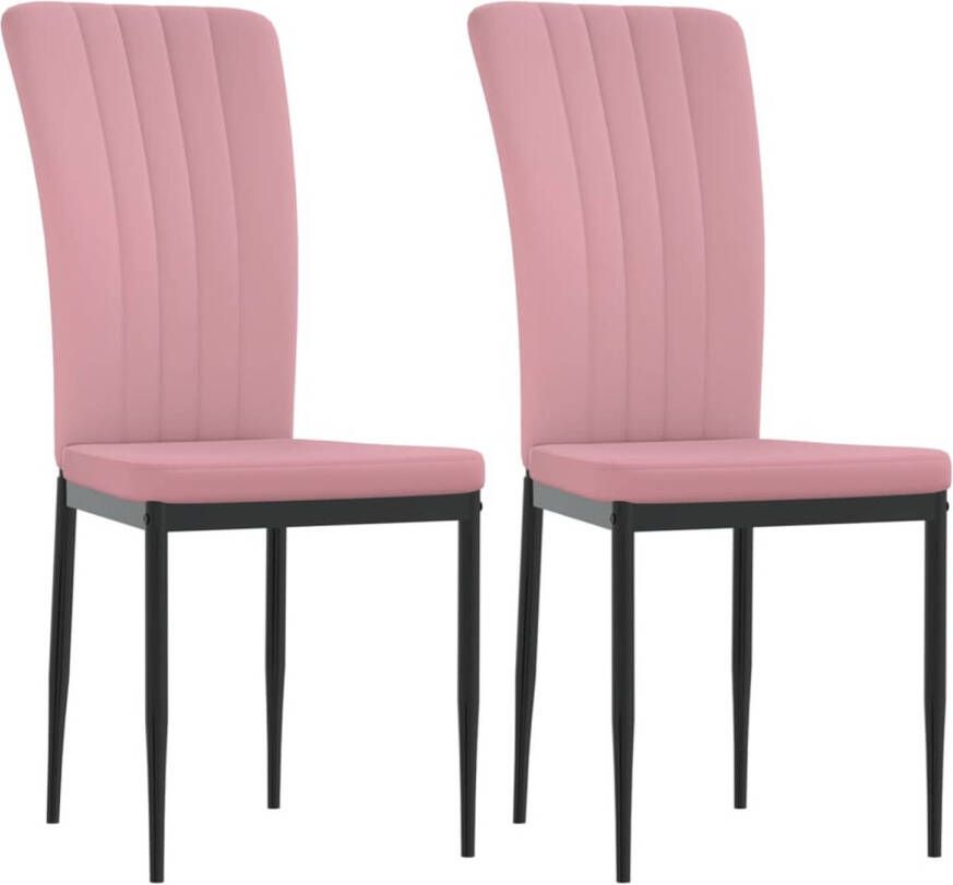 The Living Store Eetkamerstoelen Fluweel Roze 42 x 57.5 x 95 cm Ergonomisch design - Foto 1