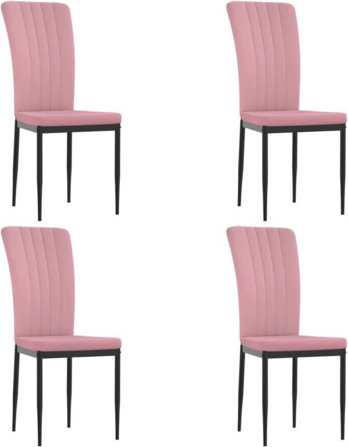 The Living Store Eetkamerstoelen fluweel roze 42 x 57.5 x 95 cm stevig frame - Foto 1