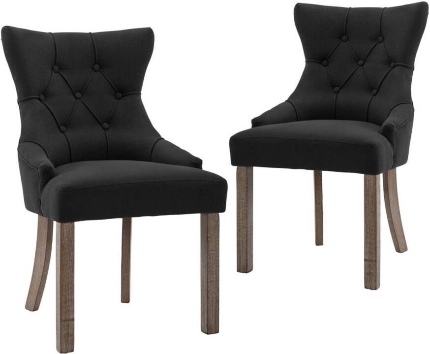 The Living Store Eetkamerstoelen Keukenstoelen 53x65x91cm Knopontwerp Zwart Eetkamerstoelen Zwarte Stoelen Design Stoelen Comfortabele Stoelen Salon Meubels