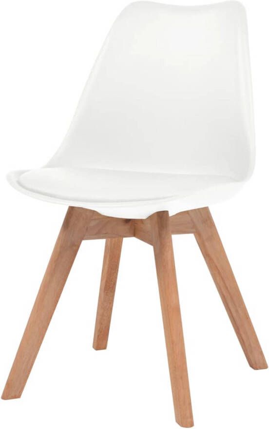 The Living Store Eetkamerstoelen Kunstlederen zitting 48x53x83cm Wit Set van 4