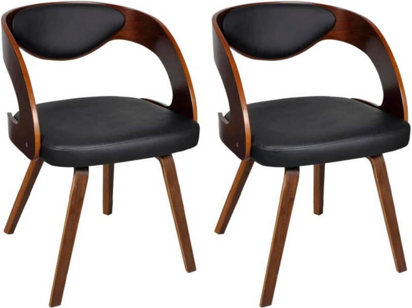 The Living Store Eetkamerstoelen Leer 52 x 48 x 75.5 cm Houten frame Eetkamerstoelen Leren Meubels Salontafel Dining Chairs Bruin Leder